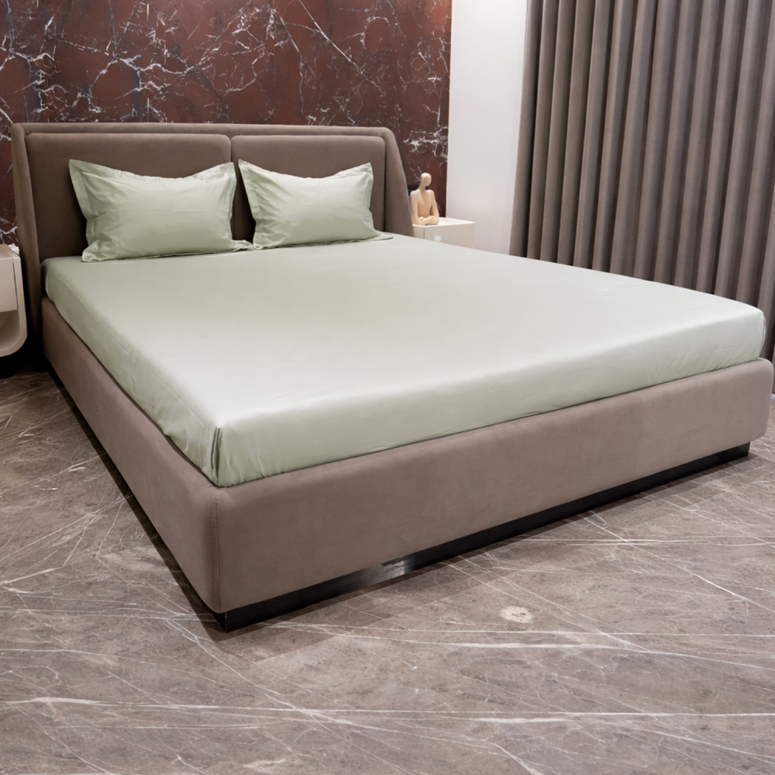 Pista Pastel Classic Plain Double Bedsheet Set – 400 TC Cotton - Image 2
