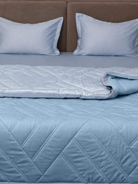 Arctic Blue & Steel Sky Reversible Geometric Comforter