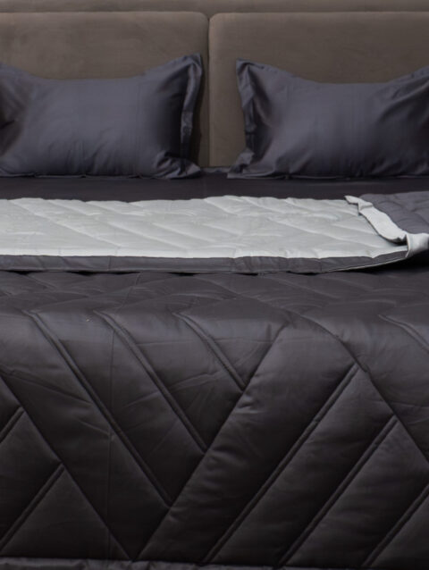 Graphite Grey & Mist Silver Reversible Geometric Comforter