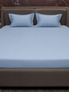 Arctic Blue Plain Double Bedsheet Set – 400 TC Cotton