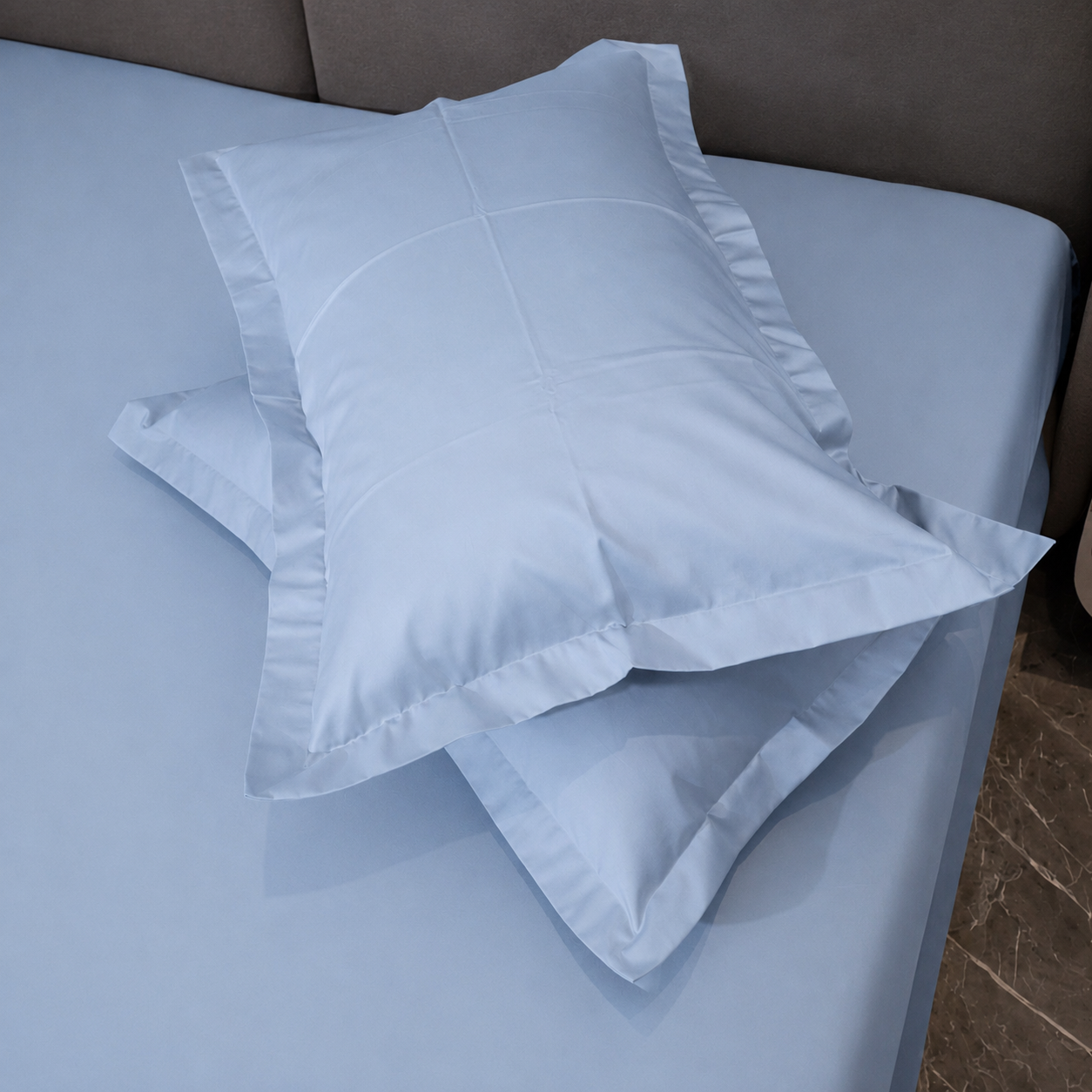 Arctic Blue Plain Double Bedsheet Set – 400 TC Cotton - Image 3
